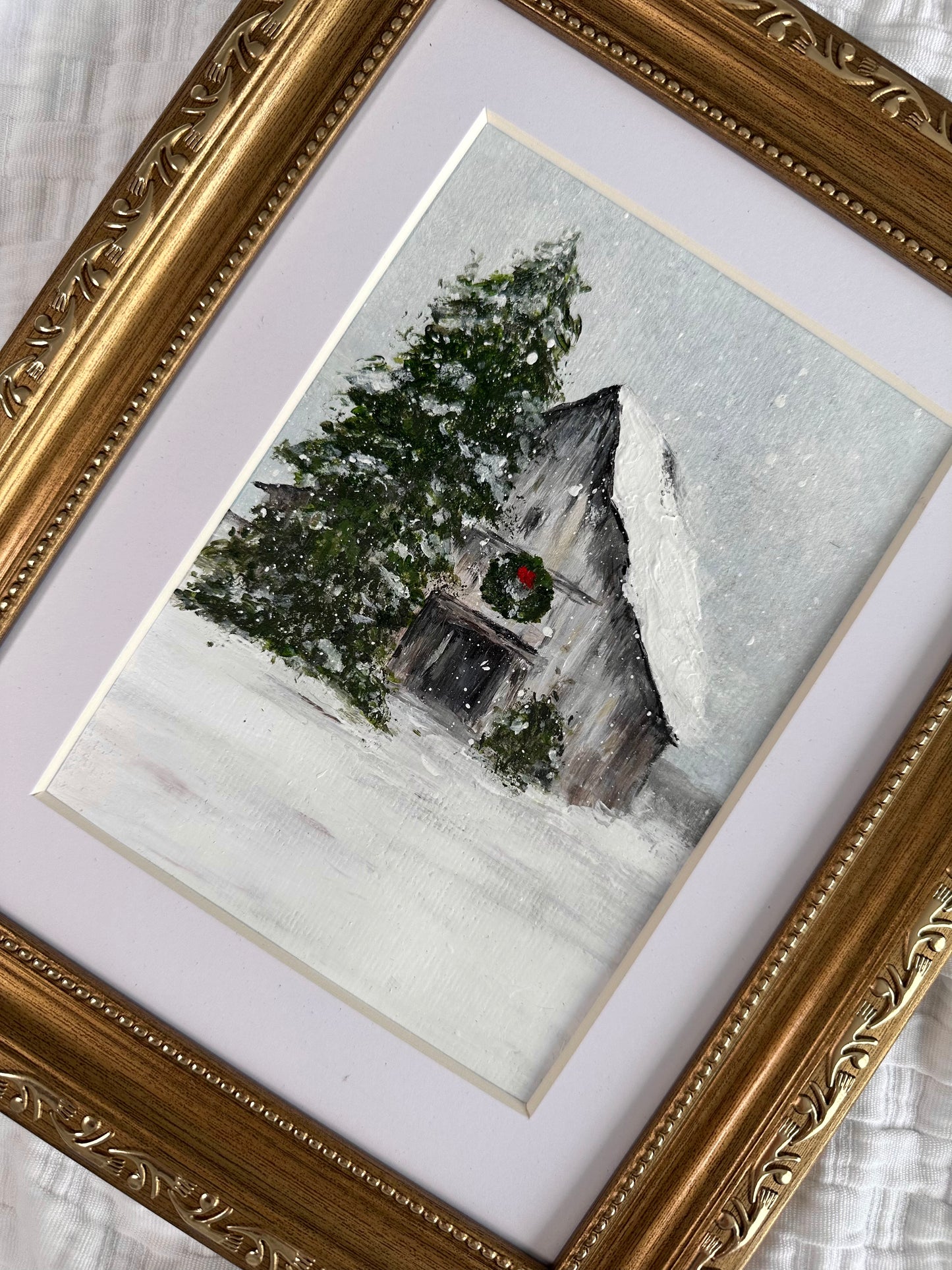 "December Winter Charm" Framed Original Art