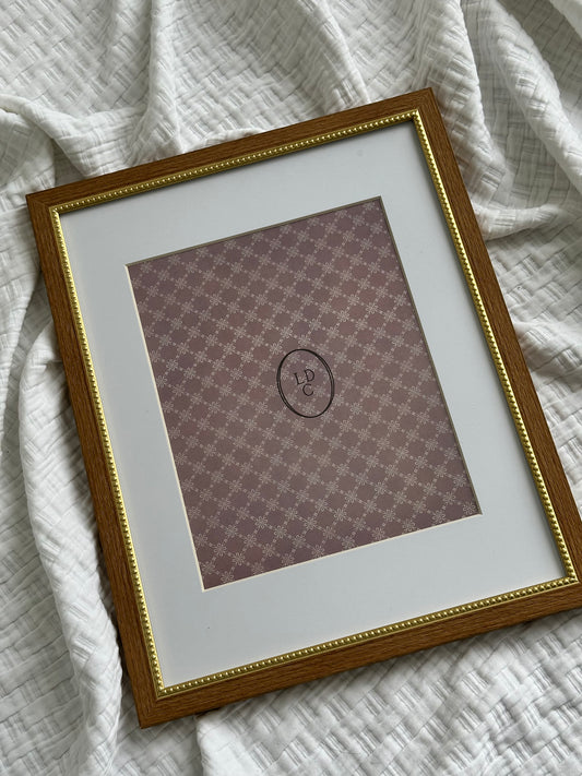 Medium Wood Tone 11"x14" Matted to 8"x10" Frame with Beaded Gold Trim Detail