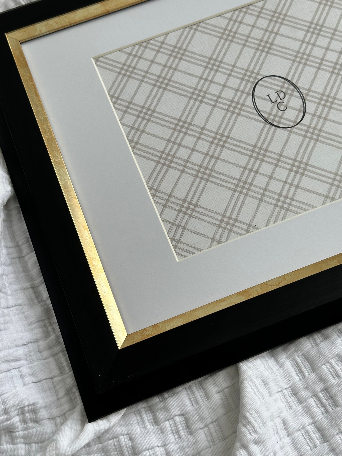 Black 11"x14" Matted to 8"x10" Frame with Gold Trim Detail
