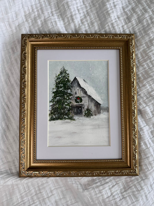"December Winter Charm" Framed Original Art