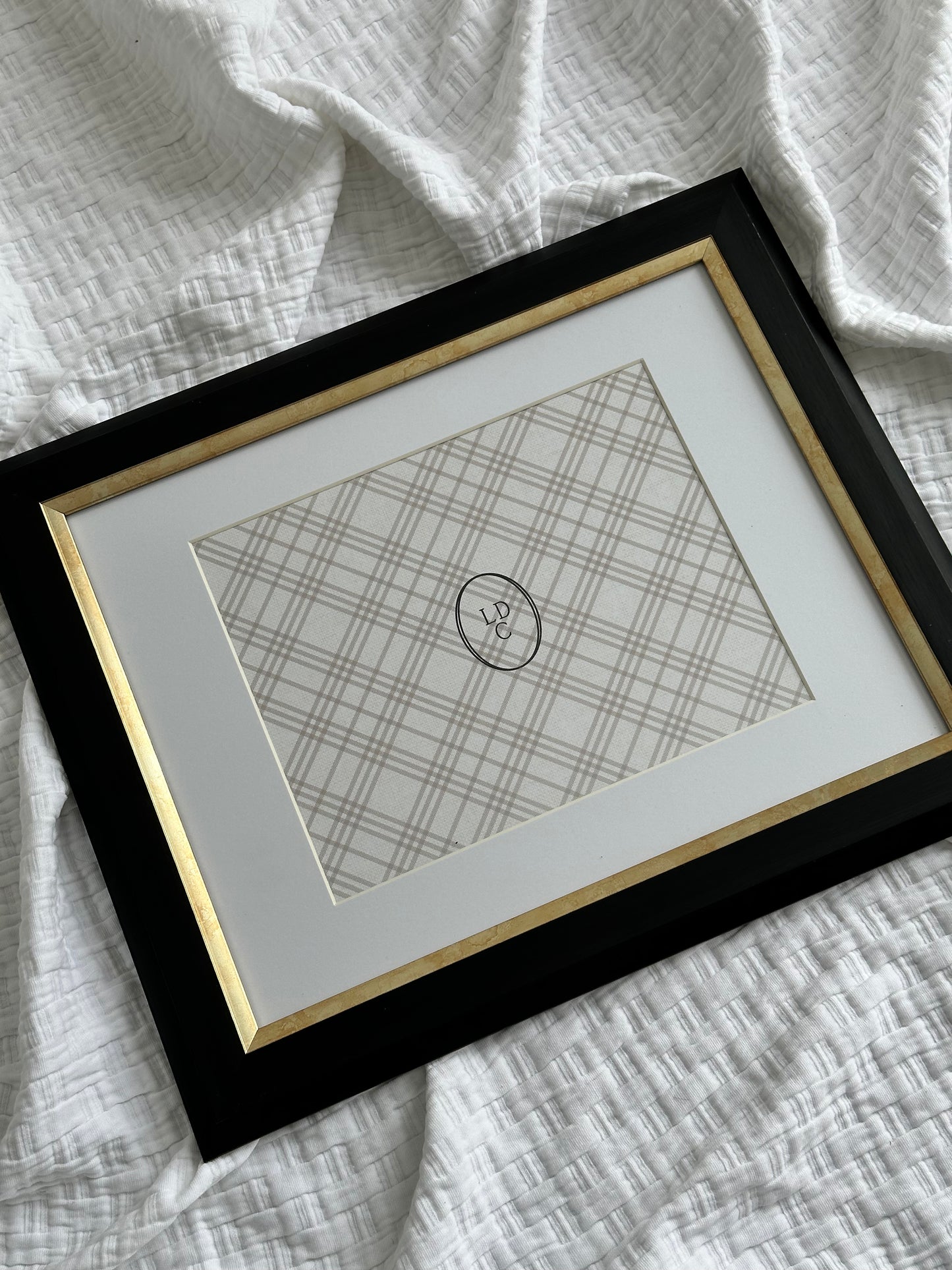 Black 11"x14" Matted to 8"x10" Frame with Gold Trim Detail